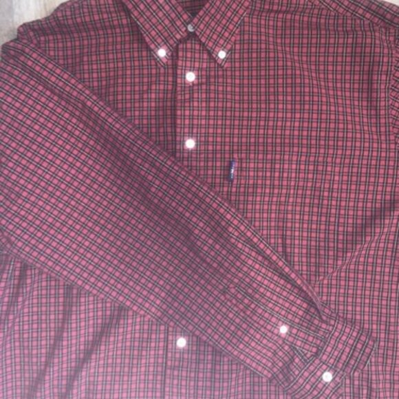 NAUTICA Men's Extra Large Long Sleeve Button Up Red Plaid Shirt VINTAGE - Picture 1 of 9